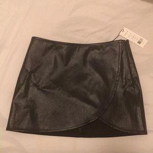 helmut lang overlap leather skirt
